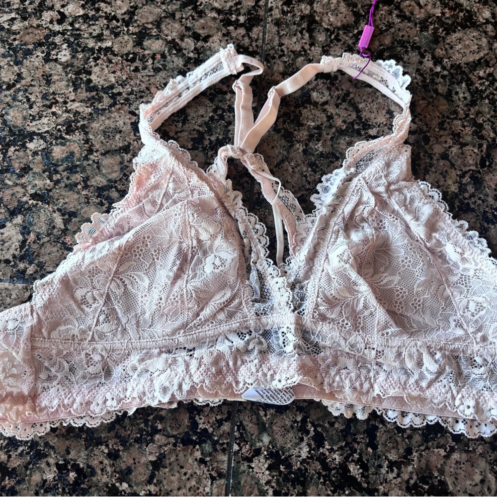 Lace Triangle Bralette in Light Blush Pink - Women's Intimates